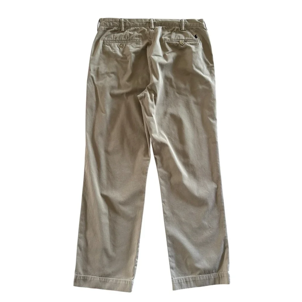 Polo Ralph Lauren Mens Size 38x32 Classic Fit Khaki Chino Pants Flat Front Beige